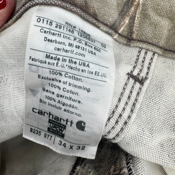 Carhartt Camo Pants Mens 34x32 ACTUAL Realtree Xtra B235-977 Utility Made in USA - Picture 5 of 10